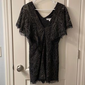Dress the Population Black and Gold Lace Romper Size Medium